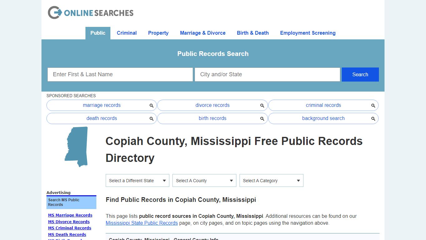 Copiah County, Mississippi Public Records Directory